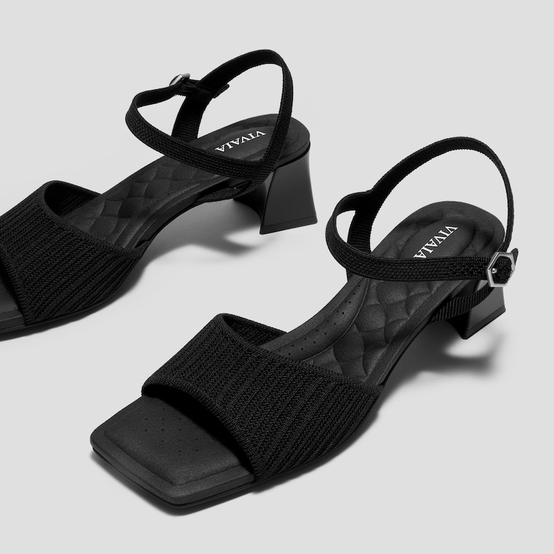 AdaptAll™ Square-Toe Sandals (Janine), Black, EU35 | VIVAIA