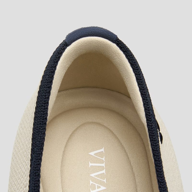 Round-Toe Embroidered Loafers (Audrey), CREAM IVORY/NAVY, EU38 | VIVAIA