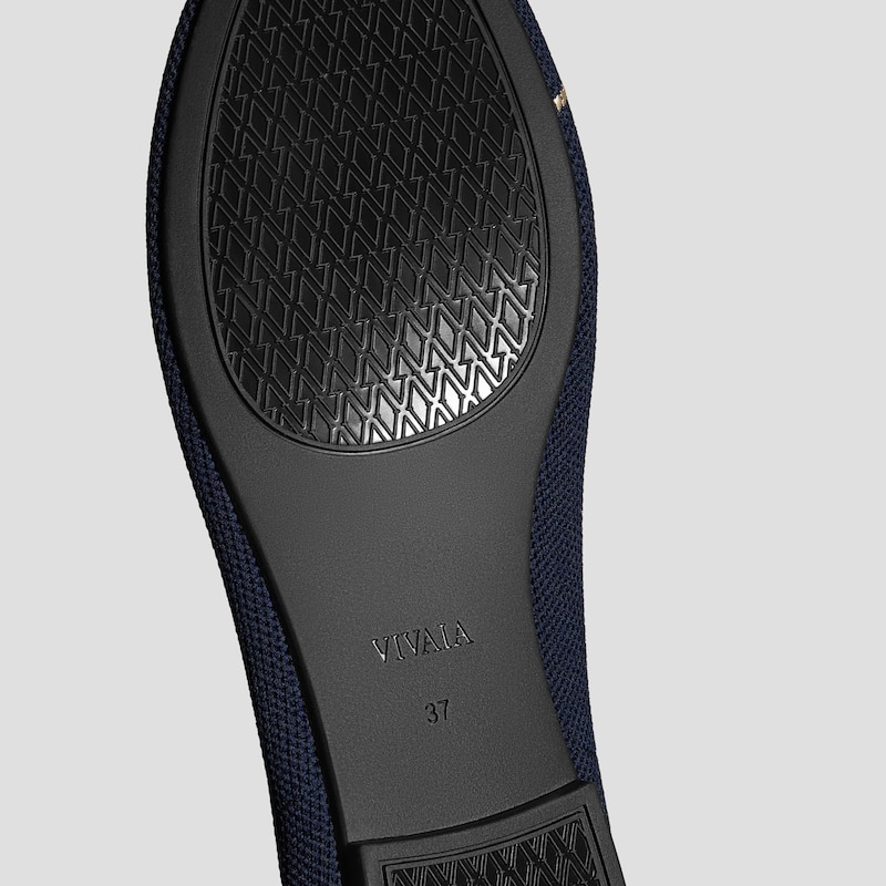 Round-Toe Embroidered Loafers (Audrey), Navy - Cream Ivory-Sailor Corgi, EU43 | VIVAIA