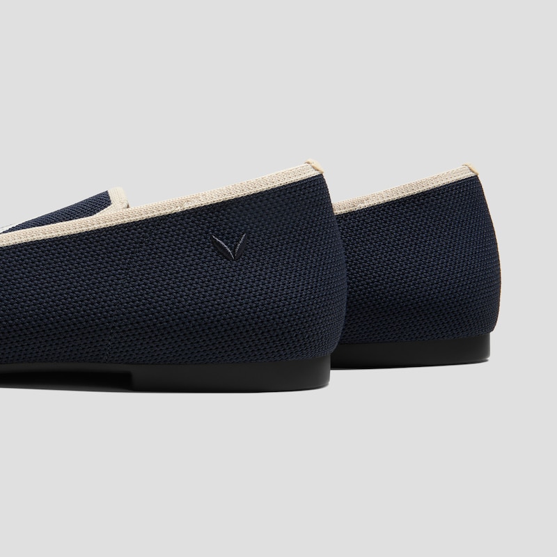 Round-Toe Embroidered Loafers (Audrey), Navy - Cream Ivory-Sailor Corgi, EU43 | VIVAIA