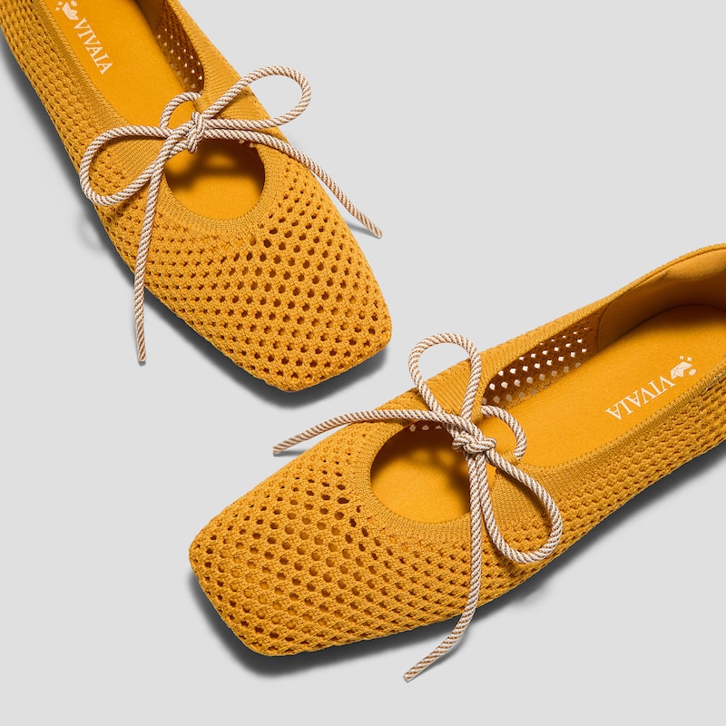 Margot™ Square-Toe Mesh Flats (Makayla), BLONDE, EU35 | VIVAIA