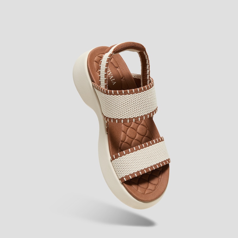 Square-Toe Walker Sandals (Kamber), CREAM IVORY & DARK CARAMEL, EU35 | VIVAIA