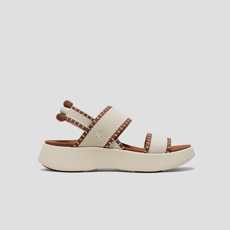 Square-Toe Walker Sandals (Kamber), CREAM IVORY & DARK CARAMEL, EU35 | VIVAIA