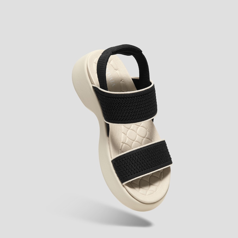 Square-Toe Walker Sandals (Kamber), BLACK & CREAM IVORY, EU35 | VIVAIA