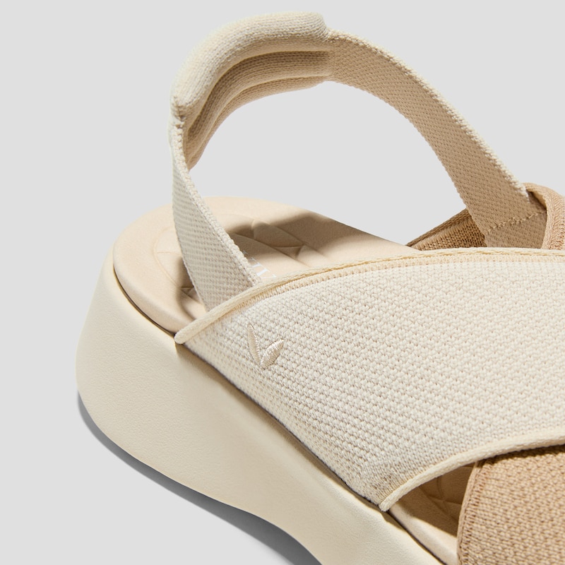 Elastic Back Strap Walker Sandals (Kara 2.0), CREAM IVORY & NUDE PEACH, EU35 | VIVAIA