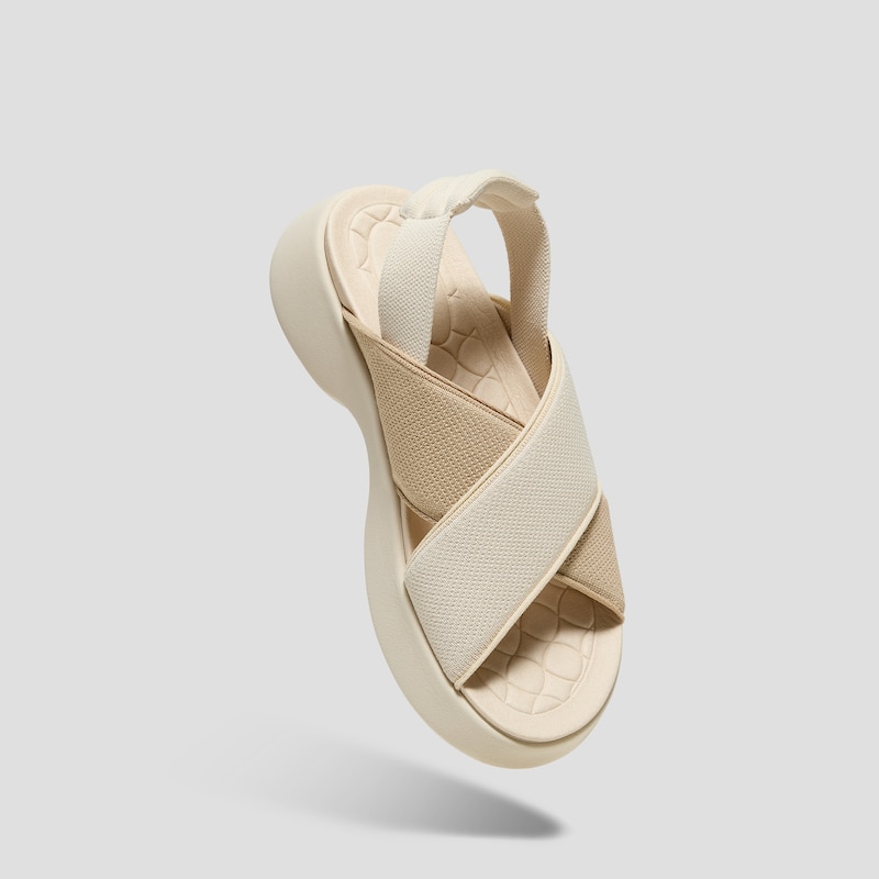 Elastic Back Strap Walker Sandals (Kara 2.0), CREAM IVORY & NUDE PEACH, EU35 | VIVAIA