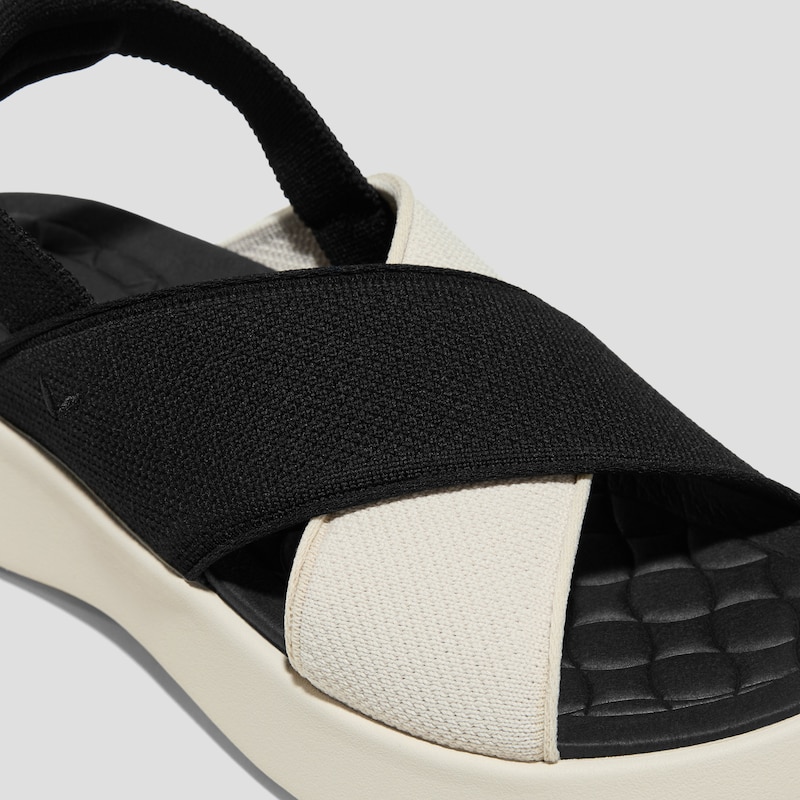 Elastic Back Strap Walker Sandals (Kara 2.0), BLACK & CREAM IVORY, EU36 | VIVAIA