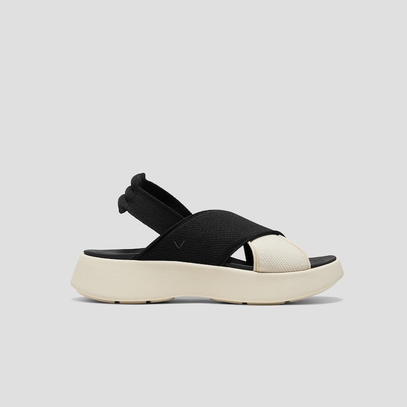 Elastic Back Strap Walker Sandals (Kara 2.0), BLACK & CREAM IVORY, EU36 | VIVAIA