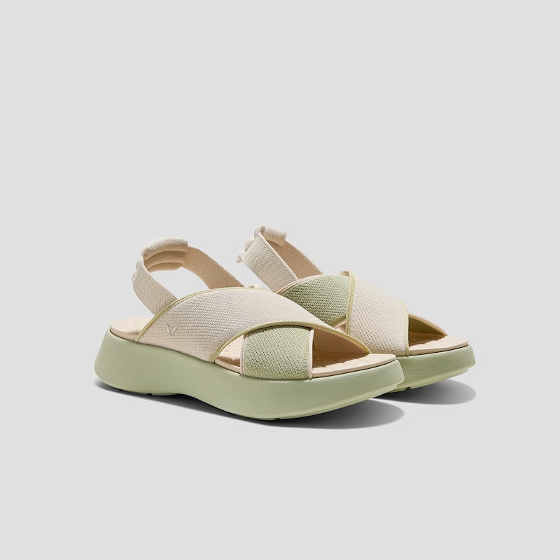 Elastic Back Strap Walker Sandals (Kara 2.0), MATCHA & CREAM IVORY, EU35 | VIVAIA