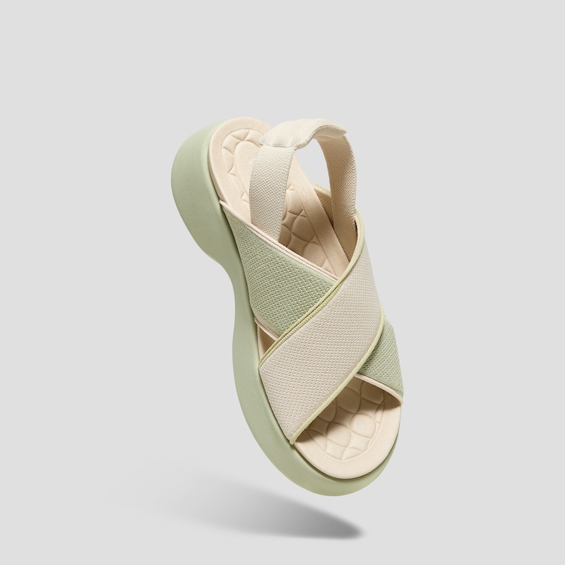 Elastic Back Strap Walker Sandals (Kara 2.0), MATCHA & CREAM IVORY, EU35 | VIVAIA