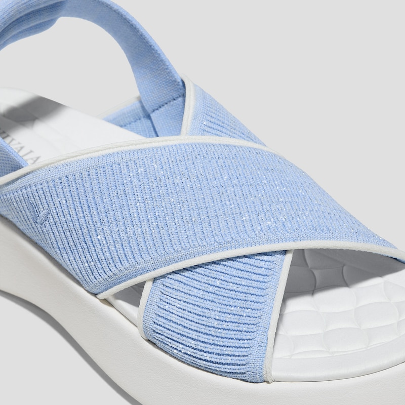 Elastic Back Strap Walker Sandals (Kara 2.0), BABY BLUE METALLIC & IVORY, EU35 | VIVAIA