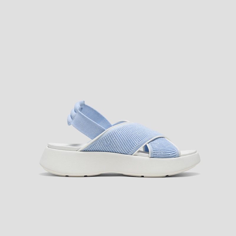 Elastic Back Strap Walker Sandals (Kara 2.0), BABY BLUE METALLIC & IVORY, EU35 | VIVAIA