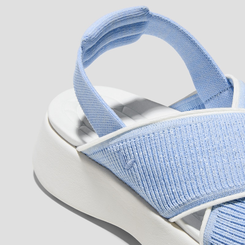 Elastic Back Strap Walker Sandals (Kara 2.0), BABY BLUE METALLIC & IVORY, EU35 | VIVAIA