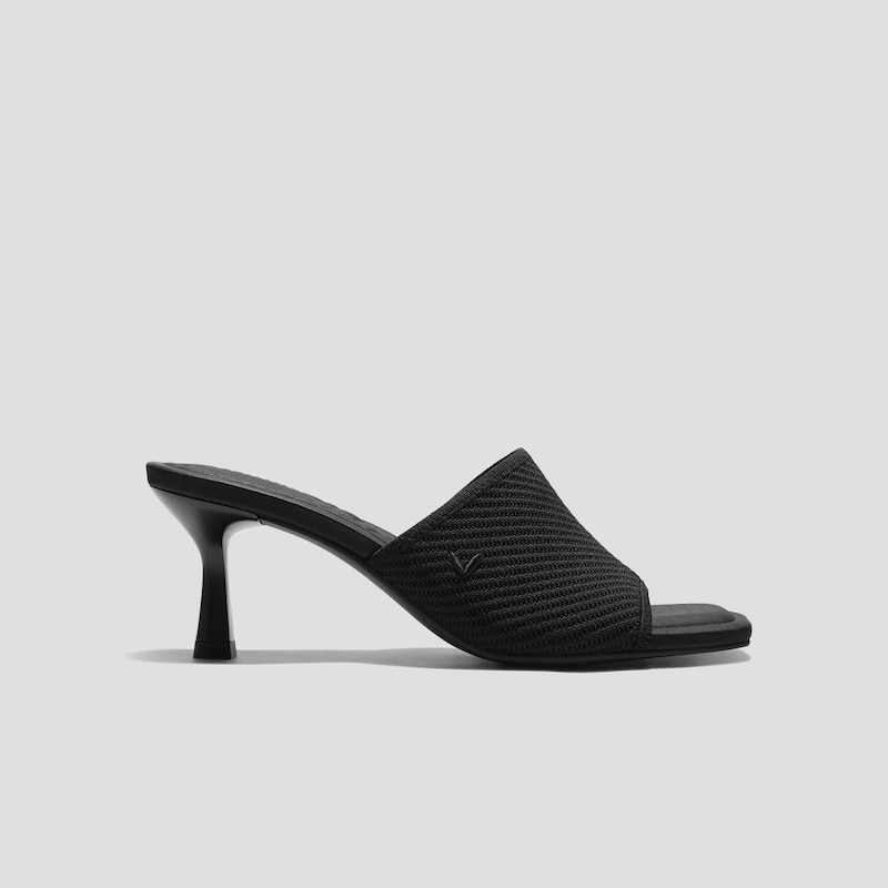 Square-Toe Slide Sandals (Aimee), BLACK WHEAT HERRINGBONE, EU42 | VIVAIA