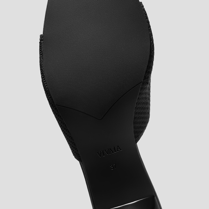 Square-Toe Slide Sandals (Aimee), BLACK WHEAT HERRINGBONE, EU42 | VIVAIA