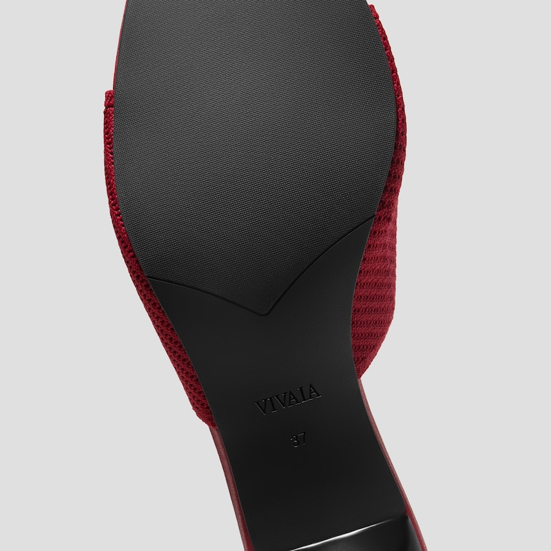 Square-Toe Slide Sandals (Aimee), RUBY RED WHEAT HERRINGBONE, EU35 | VIVAIA