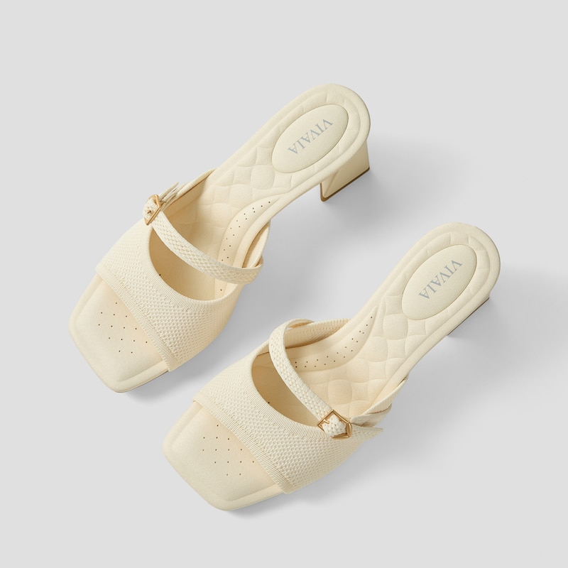 AdaptAll™ Square-Toe Sandals (Ava), Cream Wave, EU35 | VIVAIA