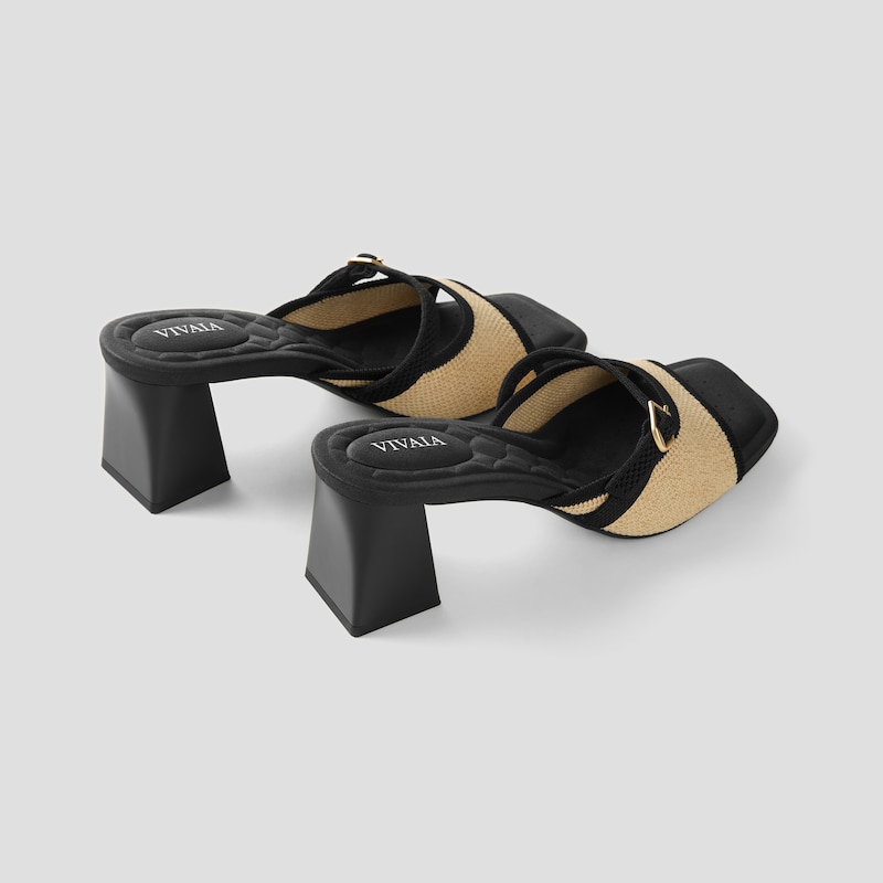 AdaptAll™ Square-Toe Sandals (Ava), Natural Wave - Black, EU35 | VIVAIA