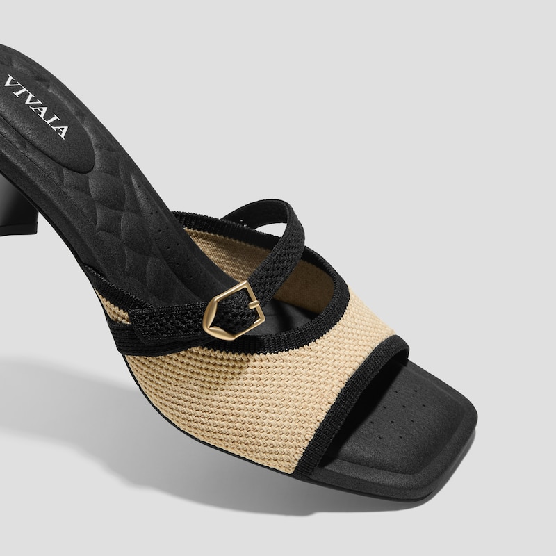 AdaptAll™ Square-Toe Sandals (Ava), Natural Wave - Black, EU35 | VIVAIA