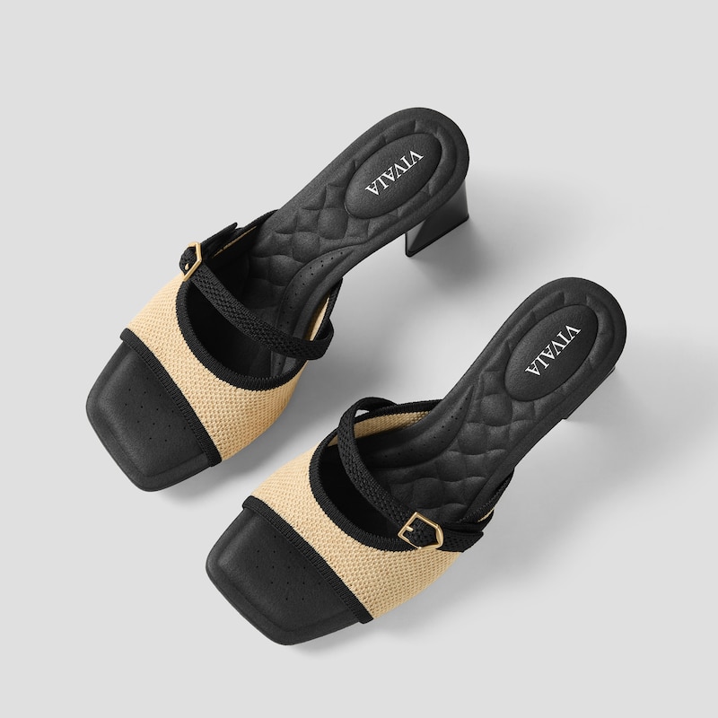 AdaptAll™ Square-Toe Sandals (Ava), Natural Wave - Black, EU35 | VIVAIA