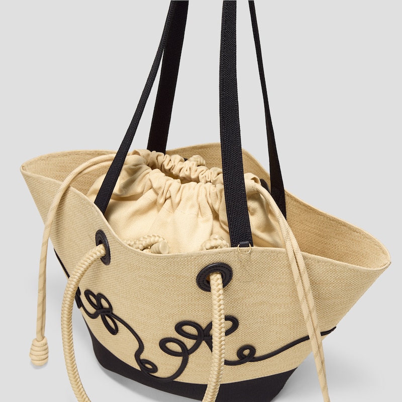 Convertible Trapeze Tote (Attina), NUDE PEACH & BLACK, one-size | VIVAIA