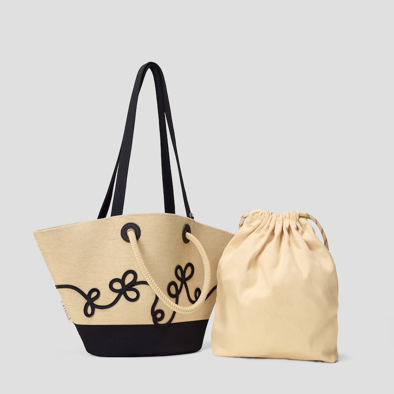 Convertible Trapeze Tote (Attina), NUDE PEACH & BLACK, one-size | VIVAIA