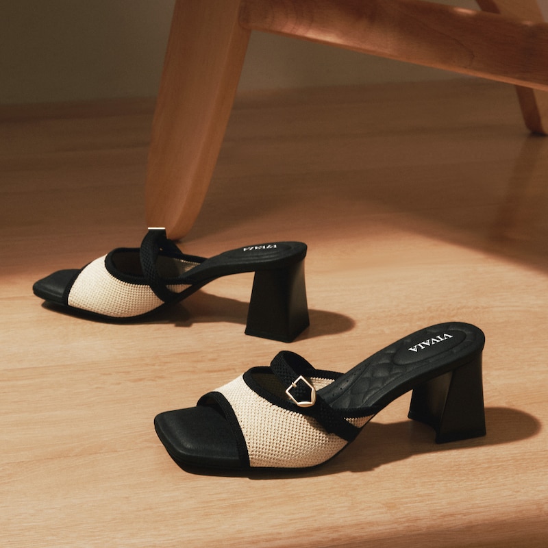 AdaptAll™ Square-Toe Sandals (Ava), Natural Wave - Black, EU40 | VIVAIA
