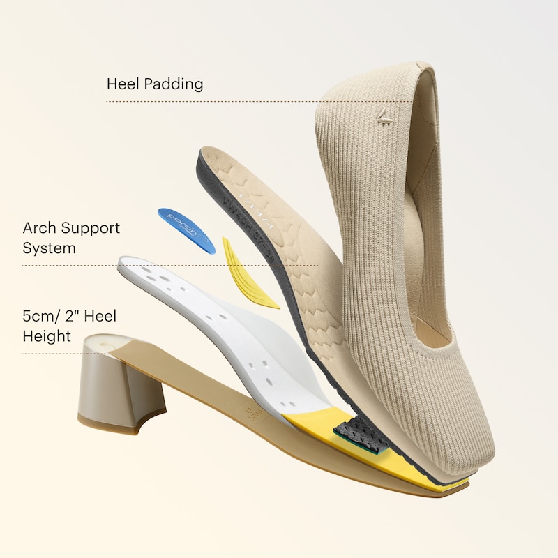 Square-Toe Margot™ Chunky Heels (Monroe), Cream Ivory, EU35 | VIVAIA