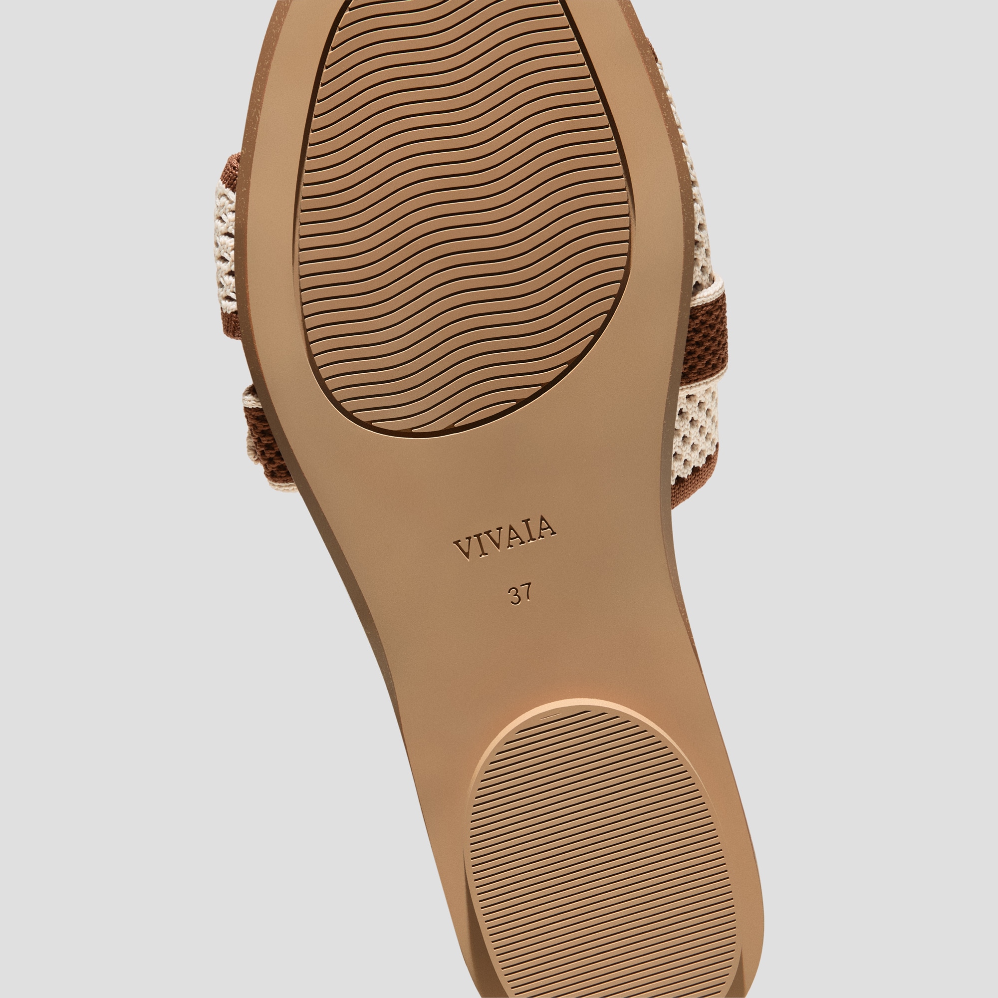 Square-Toe Flat Sandals (Delia), Cream Ivory & Dark Caramel Basket