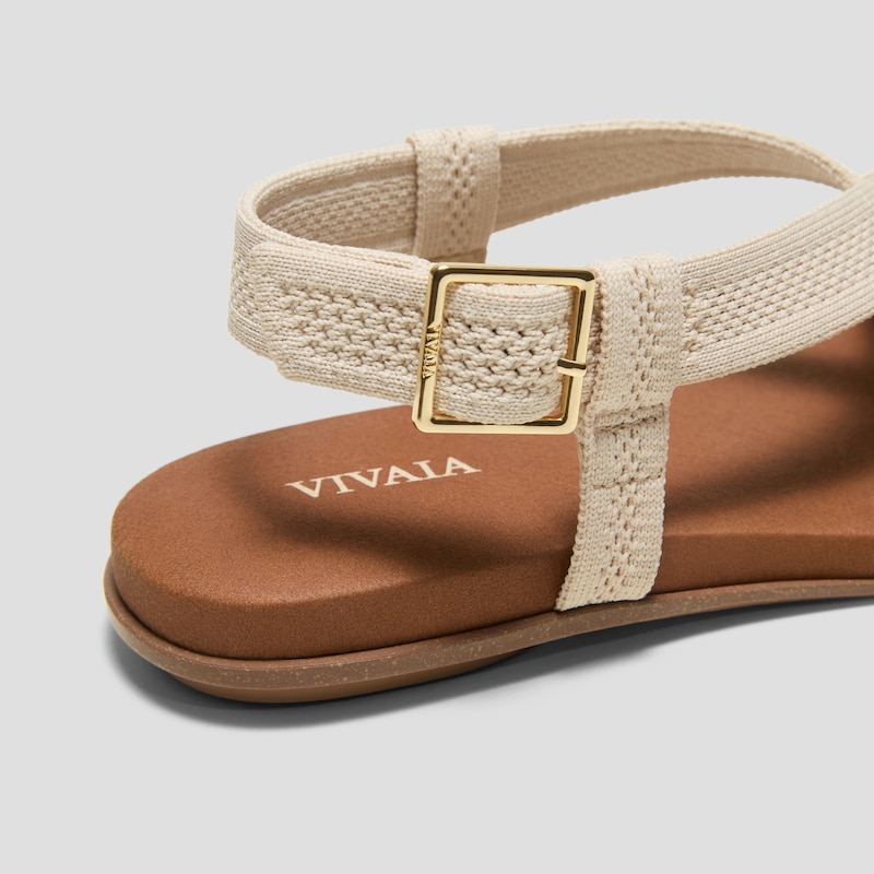 Square-Toe Slingback Toe Ring Sandals (Derorice), CREAM IVORY ANTIQUE WEAVE, EU35 | VIVAIA