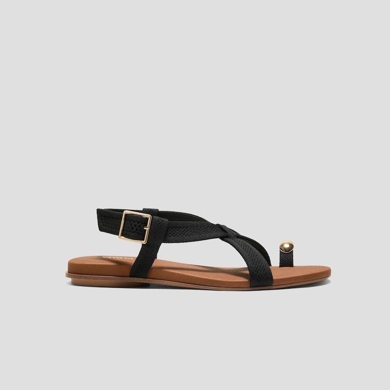 Square-Toe Slingback Toe Ring Sandals (Derorice), BLACK ANTIQUE WEAVE, EU40 | VIVAIA
