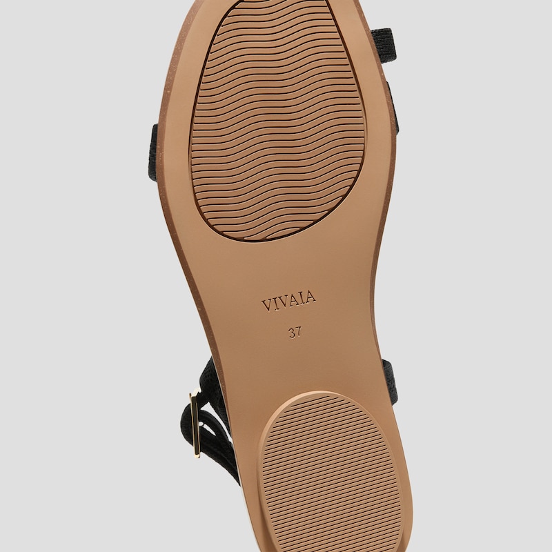 Square-Toe Slingback Toe Ring Sandals (Derorice), BLACK ANTIQUE WEAVE, EU40 | VIVAIA