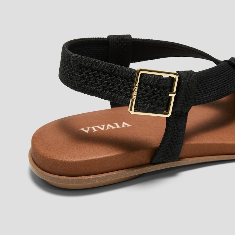 Square-Toe Slingback Toe Ring Sandals (Derorice), BLACK ANTIQUE WEAVE, EU40 | VIVAIA