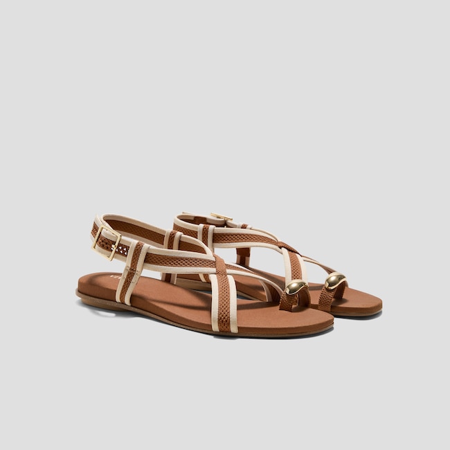 Square-Toe Slingback Toe Ring Sandals (Derorice)