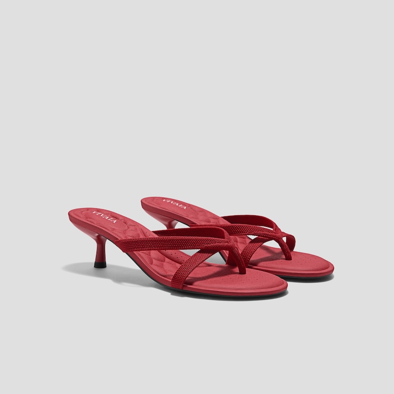 Round-Toe Kitten-Heel Sandals (Emeline), RUBY  RED, EU39 | VIVAIA
