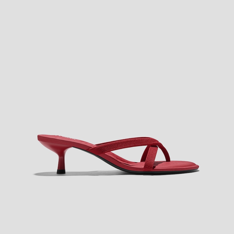 Round-Toe Kitten-Heel Sandals (Emeline), RUBY  RED, EU39 | VIVAIA
