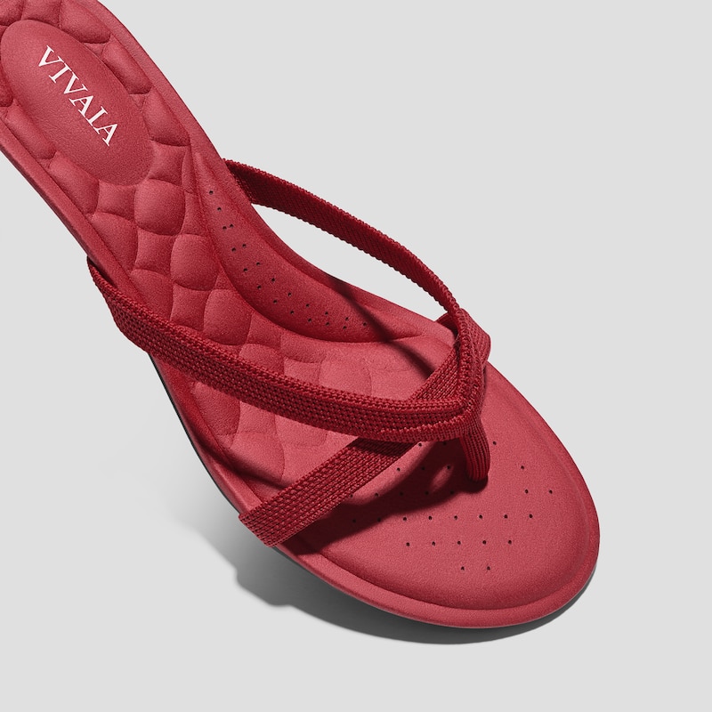 Round-Toe Kitten-Heel Sandals (Emeline), RUBY  RED, EU39 | VIVAIA