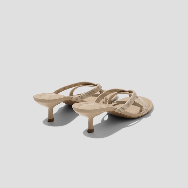 Round-Toe Kitten-Heel Sandals (Emeline), ALMOND, EU39 | VIVAIA