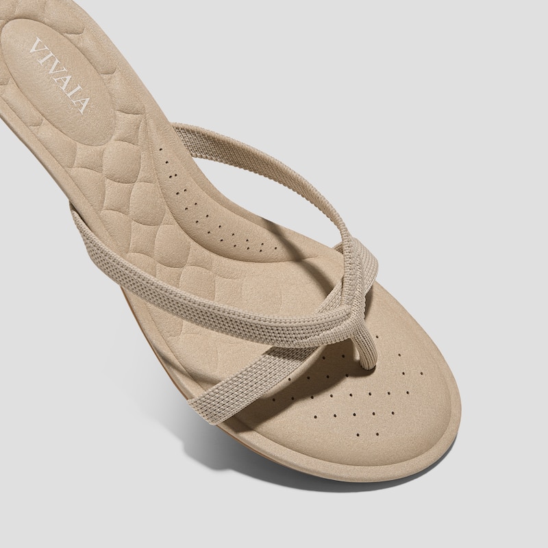 Round-Toe Kitten-Heel Sandals (Emeline), ALMOND, EU39 | VIVAIA
