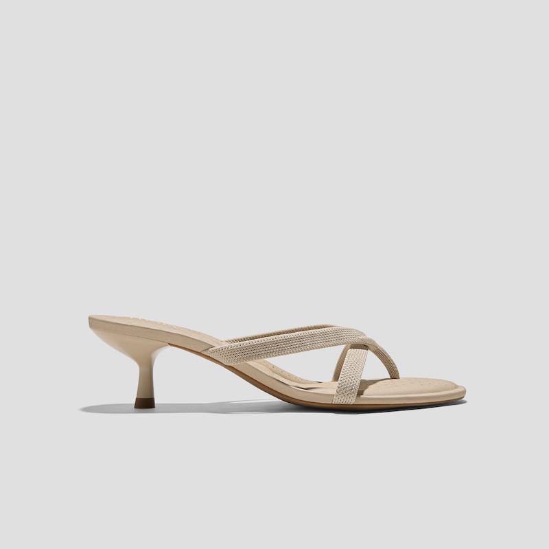 Round-Toe Kitten-Heel Sandals (Emeline), ALMOND, EU39 | VIVAIA
