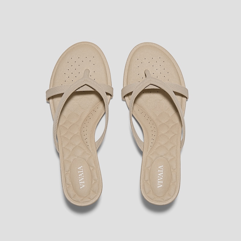 Round-Toe Kitten-Heel Sandals (Emeline), ALMOND, EU39 | VIVAIA