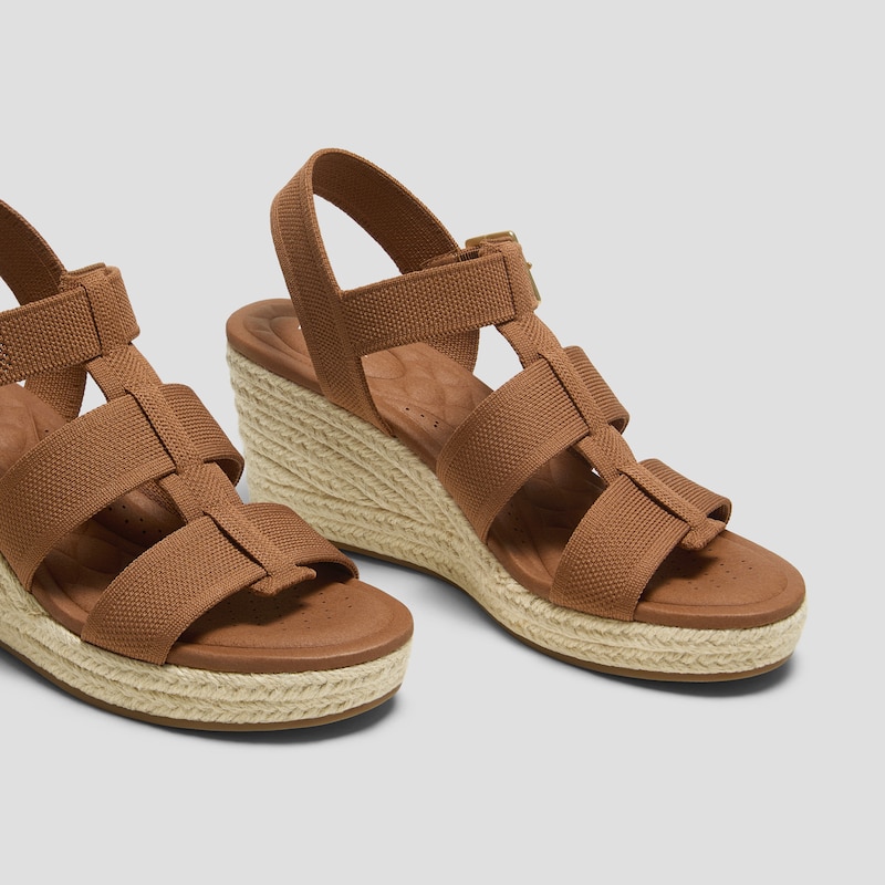 Round-Toe Slingback Wedge Sandals (Skyler), Dark Caramel, EU39 | VIVAIA
