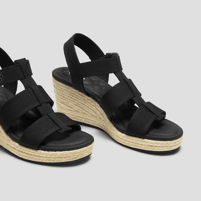 Round-Toe Slingback Wedge Sandals (Skyler), Black, EU35 | VIVAIA