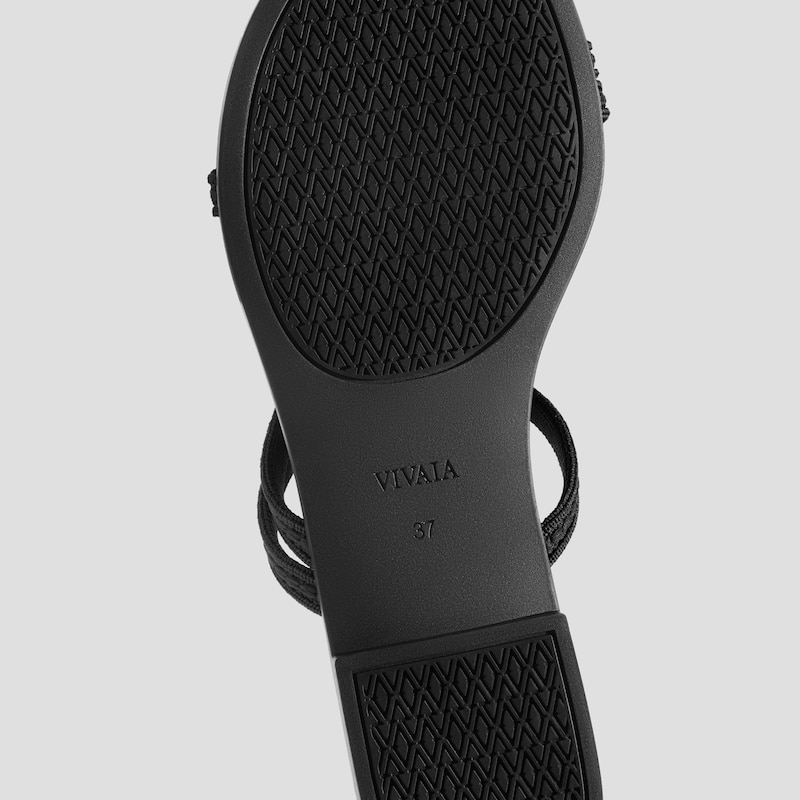 Square-Toe Flip-Flops (Carla), Black Rustic Cable, EU37 | VIVAIA