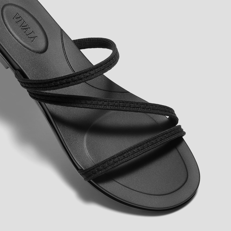 Square-Toe Flip-Flops (Carla), Black Rustic Cable, EU37 | VIVAIA