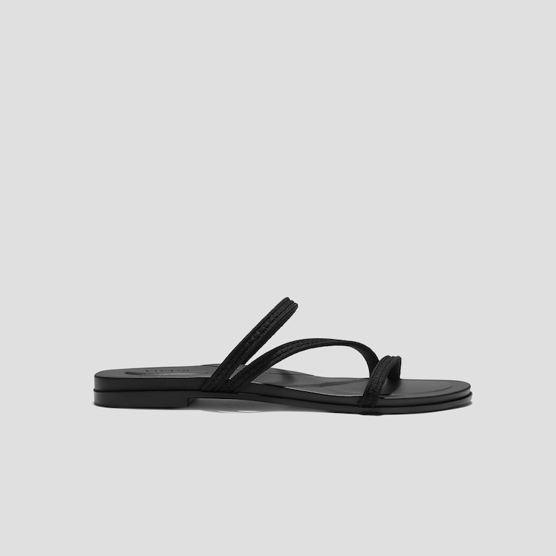 Square-Toe Flip-Flops (Carla), Black Rustic Cable, EU37 | VIVAIA