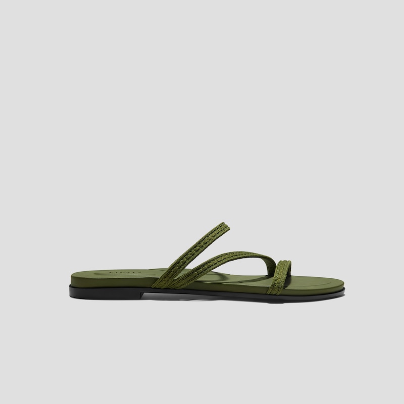 Square-Toe Flip-Flops (Carla), Olive Drab Rustic Cable, EU38 | VIVAIA
