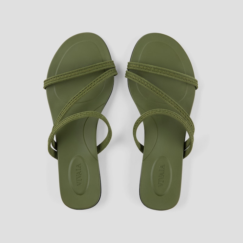 Square-Toe Flip-Flops (Carla), Olive Drab Rustic Cable, EU38 | VIVAIA