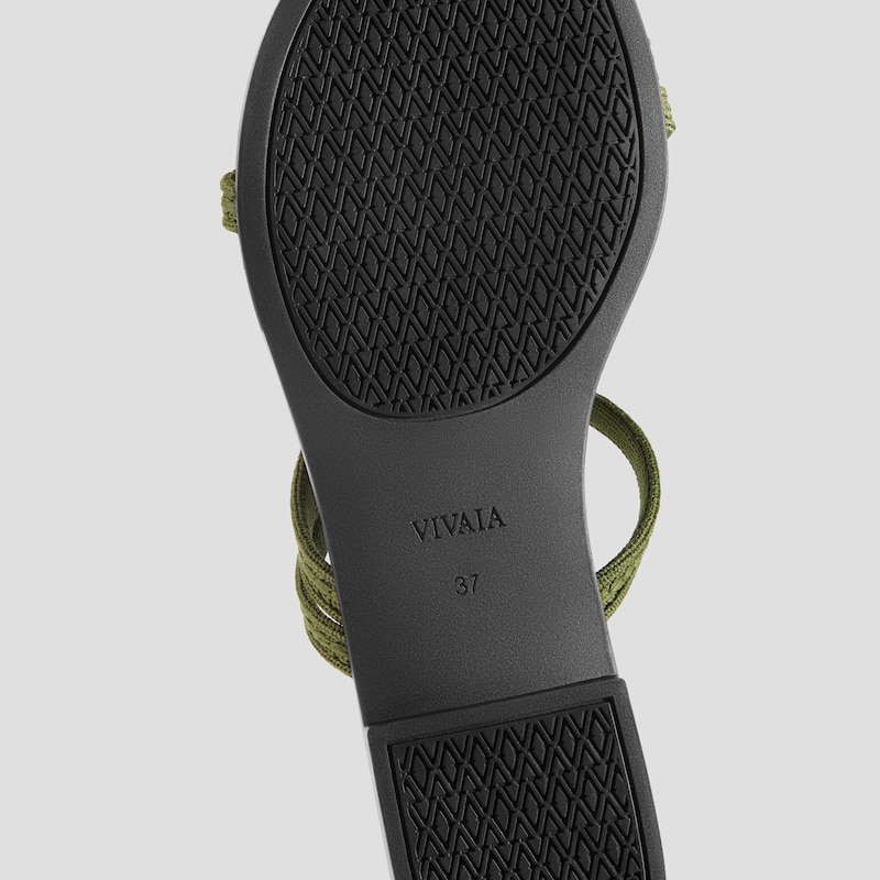 Square-Toe Flip-Flops (Carla), Olive Drab Rustic Cable, EU38 | VIVAIA