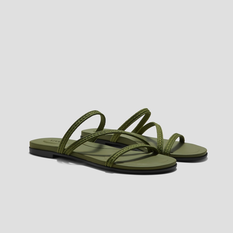 Square-Toe Flip-Flops (Carla), Olive Drab Rustic Cable, EU38 | VIVAIA